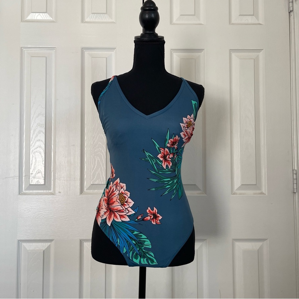 Kona Sol Tropical Flowers One Piece Adjustable Straps Size Medium